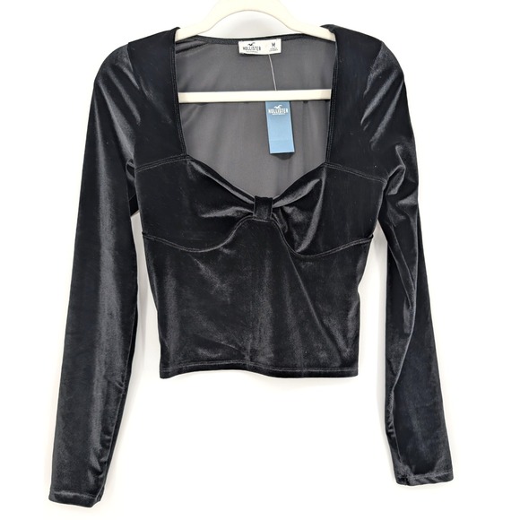 Hollister Tops - Hollister Black Velvet Whimsigoth Renaissance Dark Fairy Corset Milkmaid Top Med